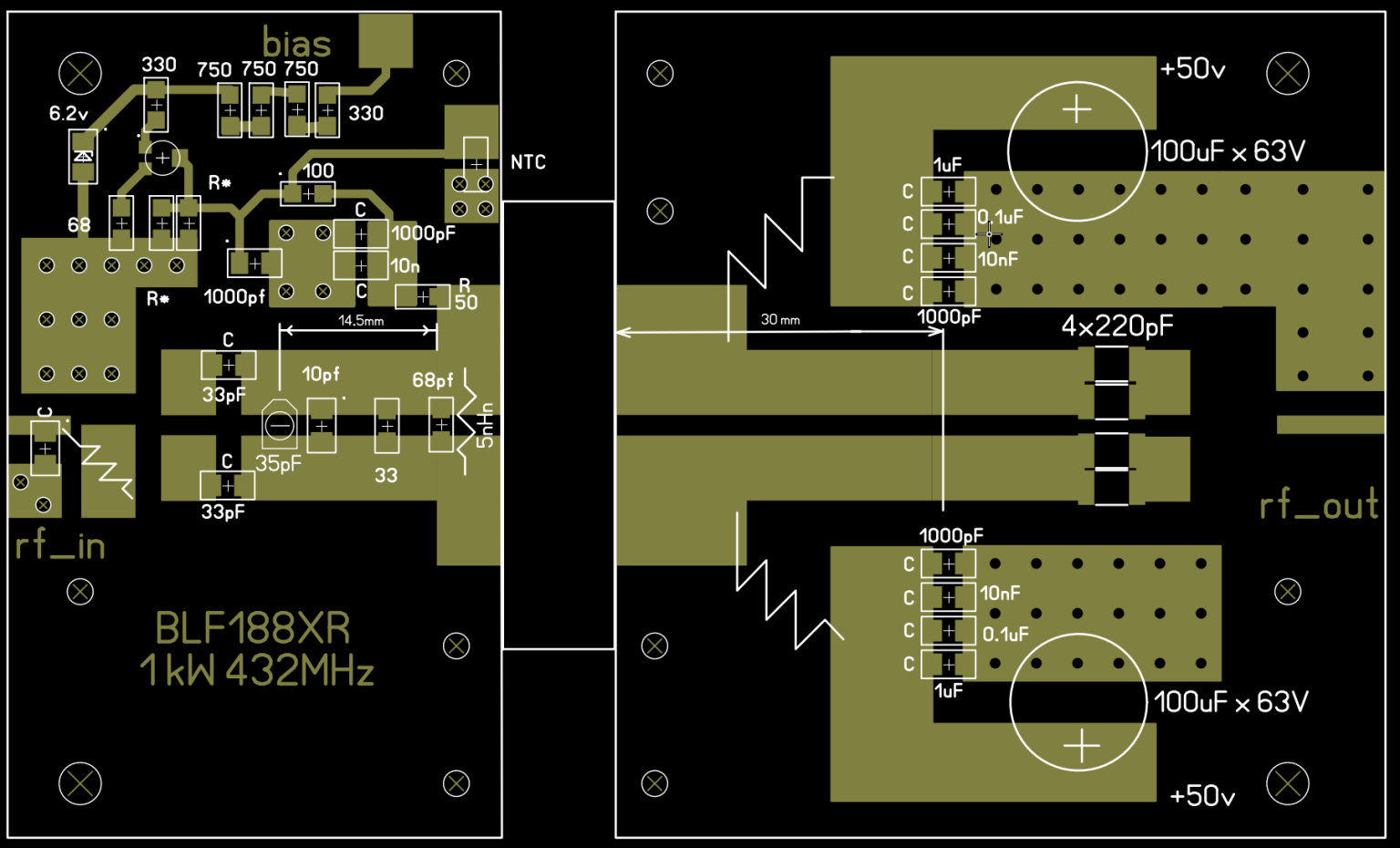500W1KW 432MHz LDMOS Power Amplifier kit Online Store